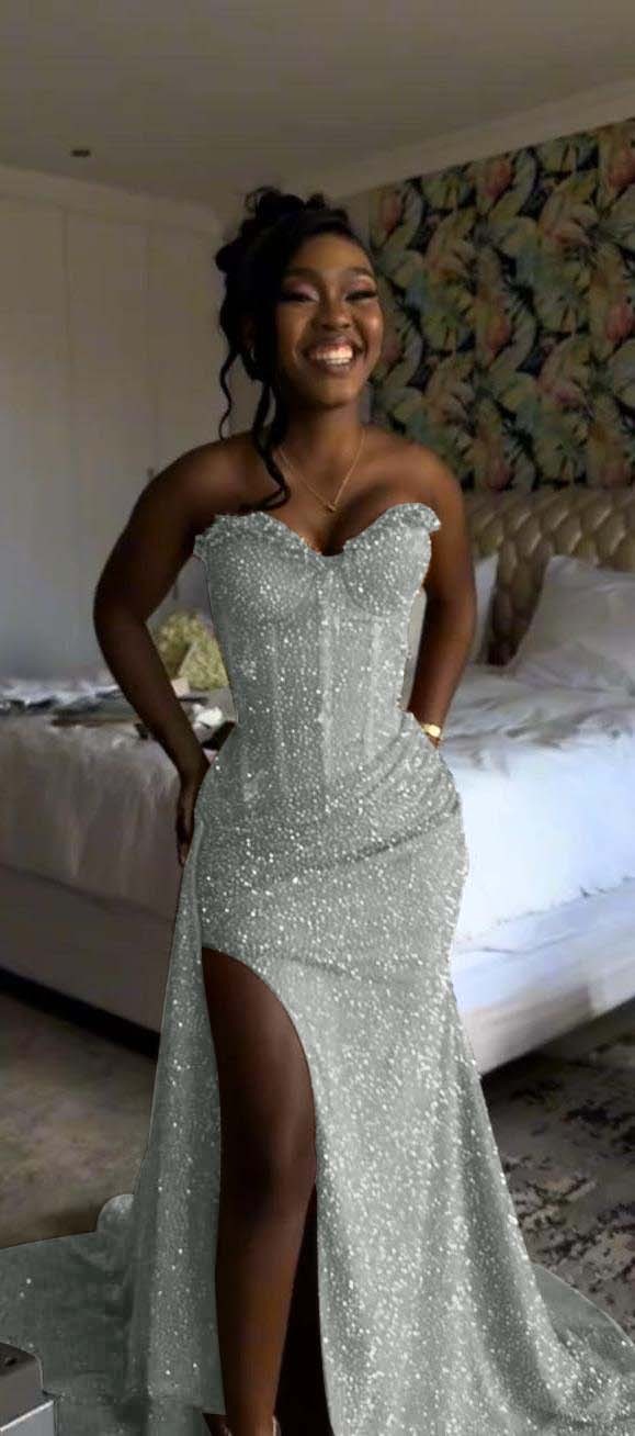 Sweetheart Sleeveless Long Mermaid Prom Dress With Split Sequin