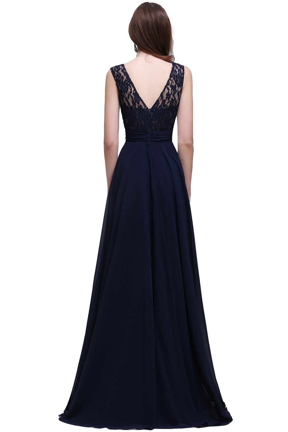 BMbridal Sleeveless Lace Long Chiffon Prom Dress Online
