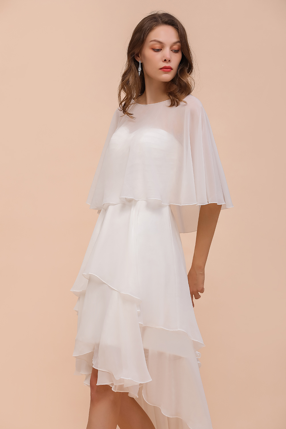 BMbridal White Chiffon Jewel Special Occasions Wraps-BMbridal