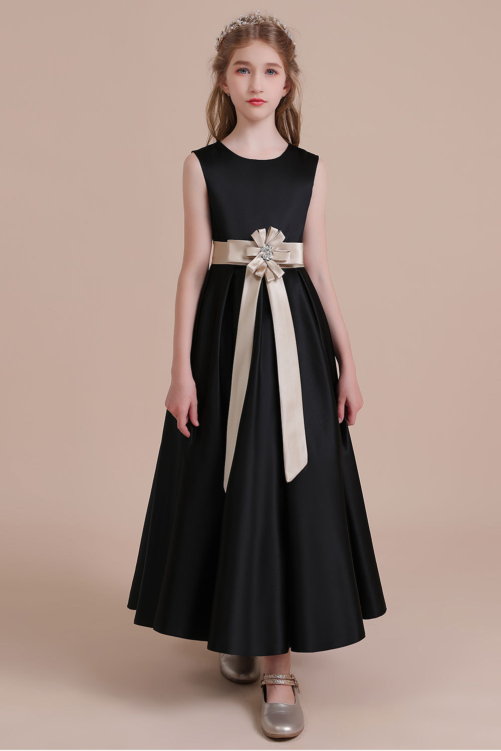 BMbridal A-Line Elegant Satin Flower Girl Dress Online-BMbridal