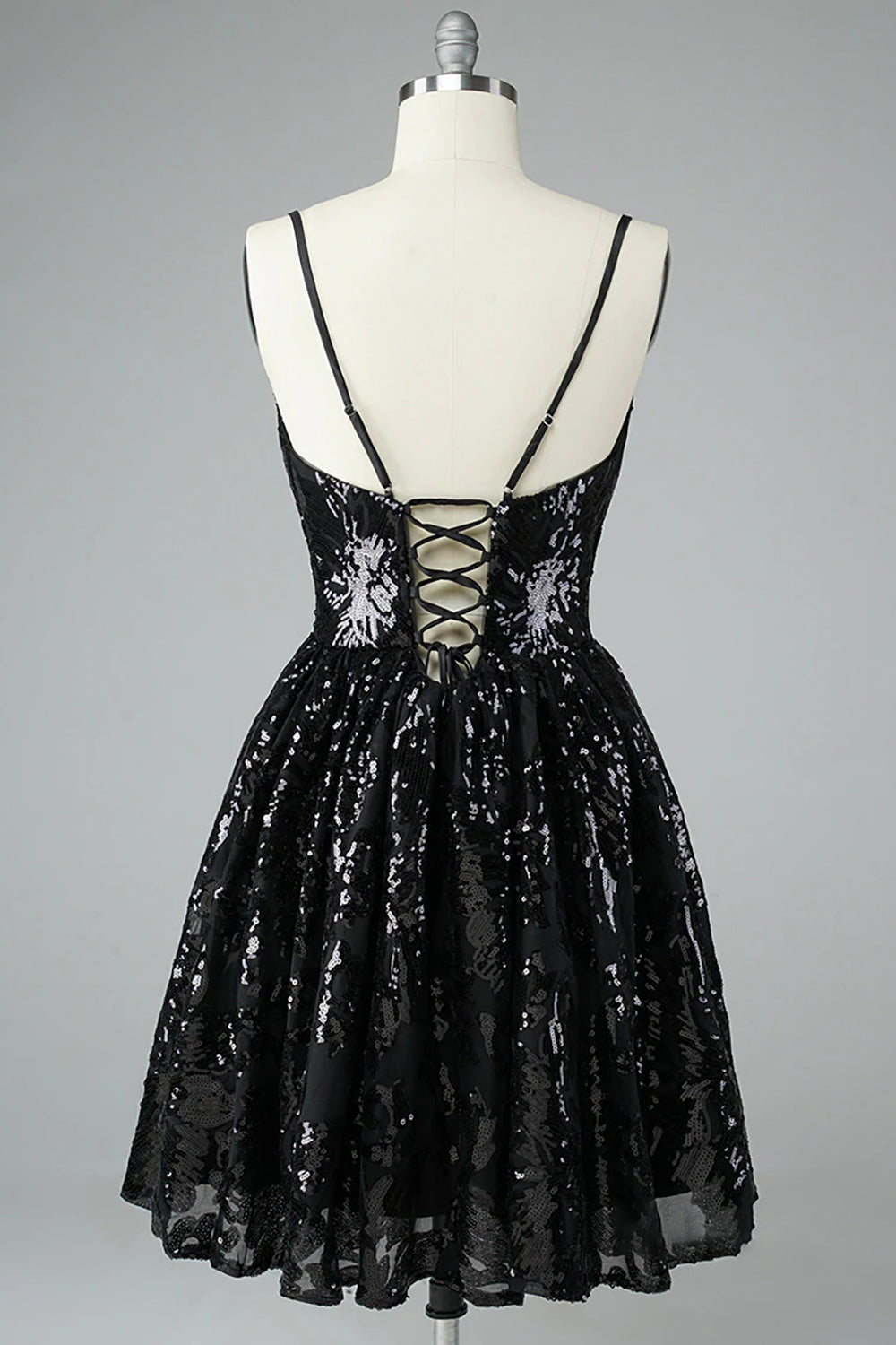Glitter Black Lace Sequins Homecoming Dress-BMbridal