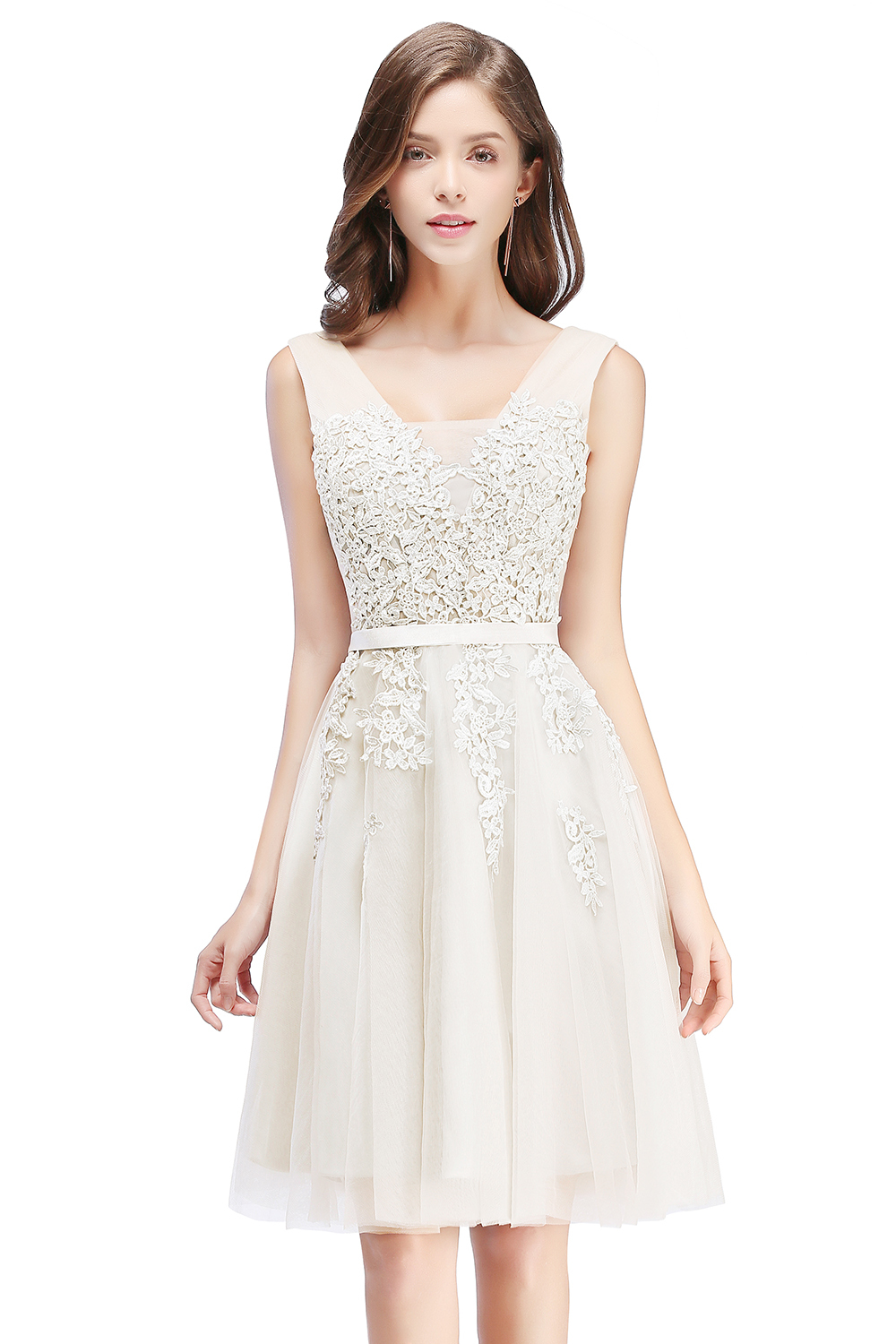 BMbridal A-line Knee-length Tulle Prom Dress with Appliques