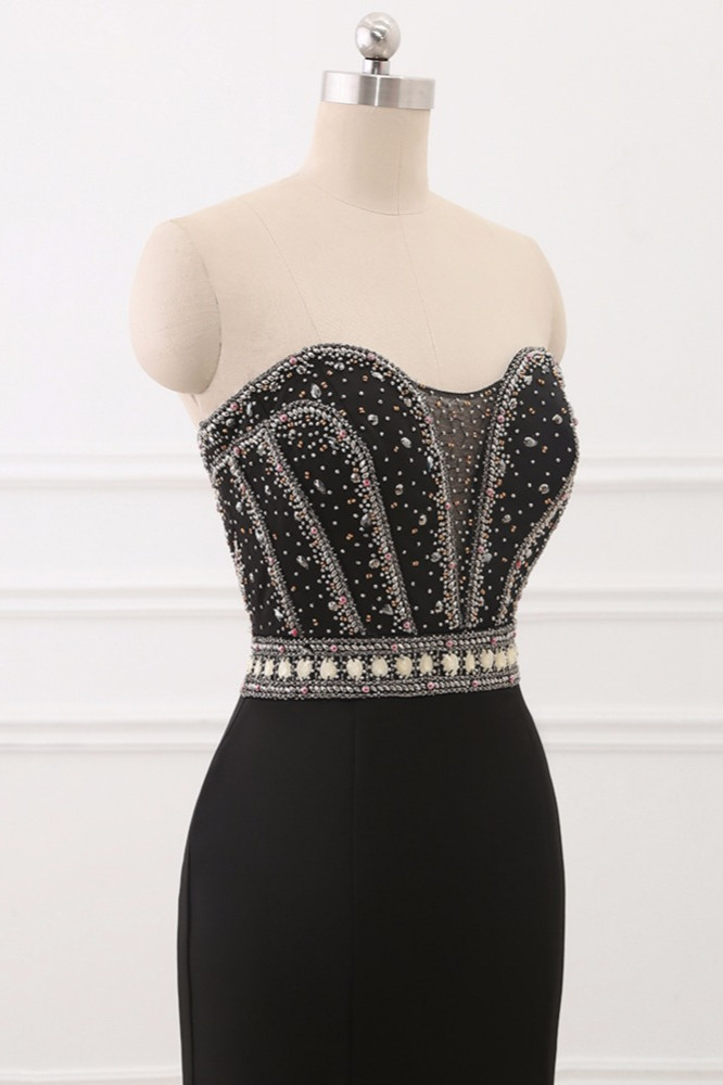 BMbridal Gorgeous Strapless Sweetheart Black Mermaid Prom Dresses with Rhinestones Online