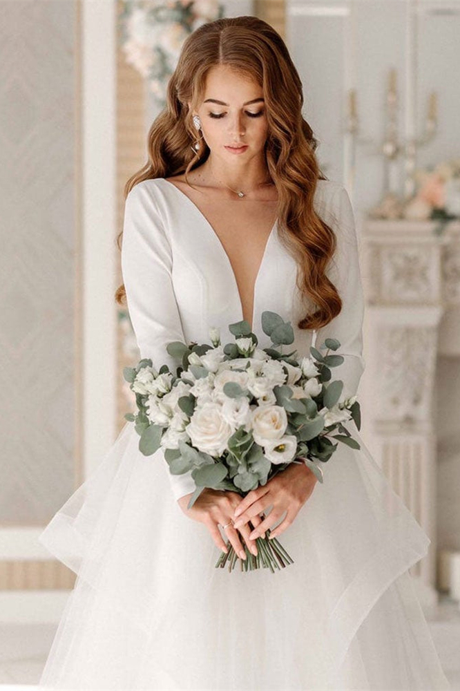 Tulle Long Sleeves Wedding Dress