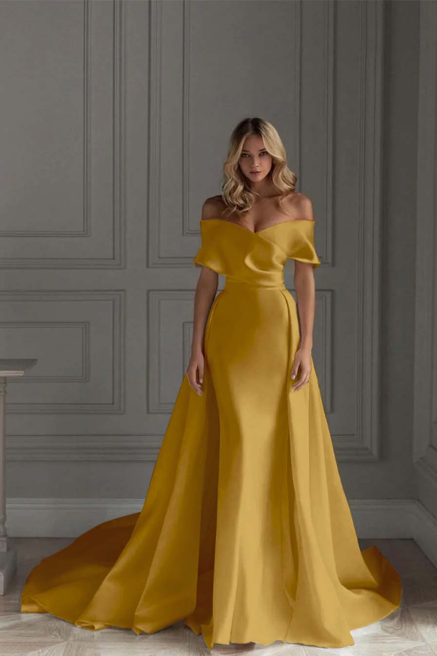Off the Shoulder Strapless Sleeveless Long Prom Dress With Ruffles