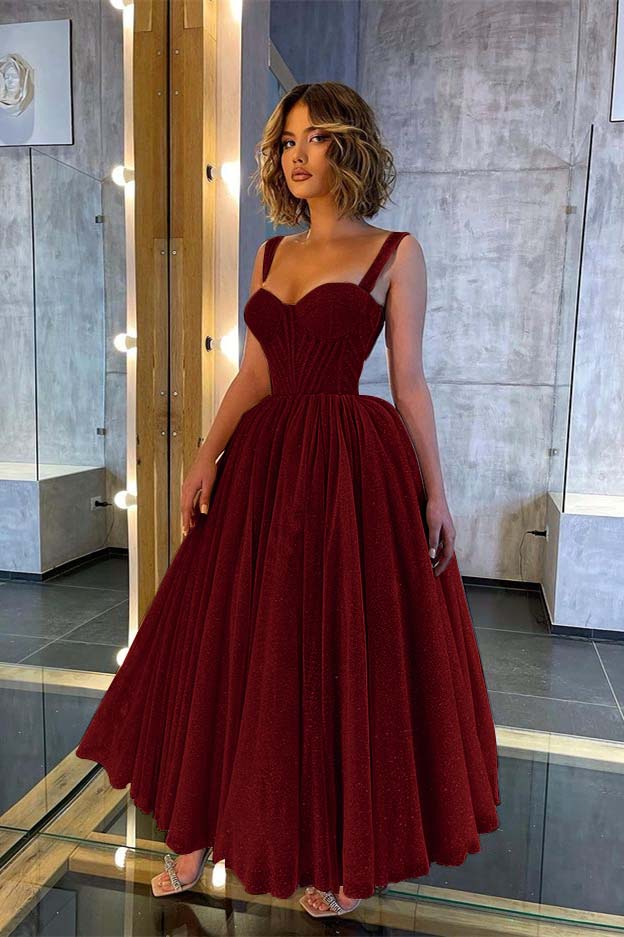 Chic Glittering Straps Sweetheart Sleeveless A Line Prom Dress With Sequins