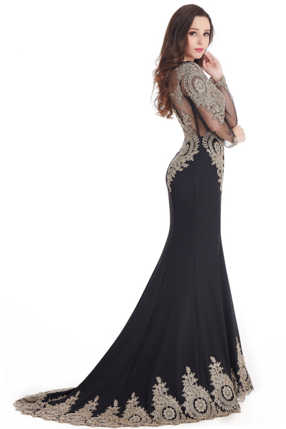 Gorgeous Long Sleeve Mermaid Evening Party Gowns With Lace Appliques