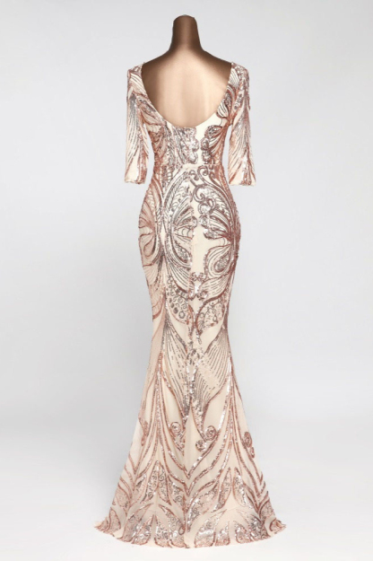 BMbridal Gorgeous Sequined V-Neck Mermaid Prom Dresses with Half Sleeves Online