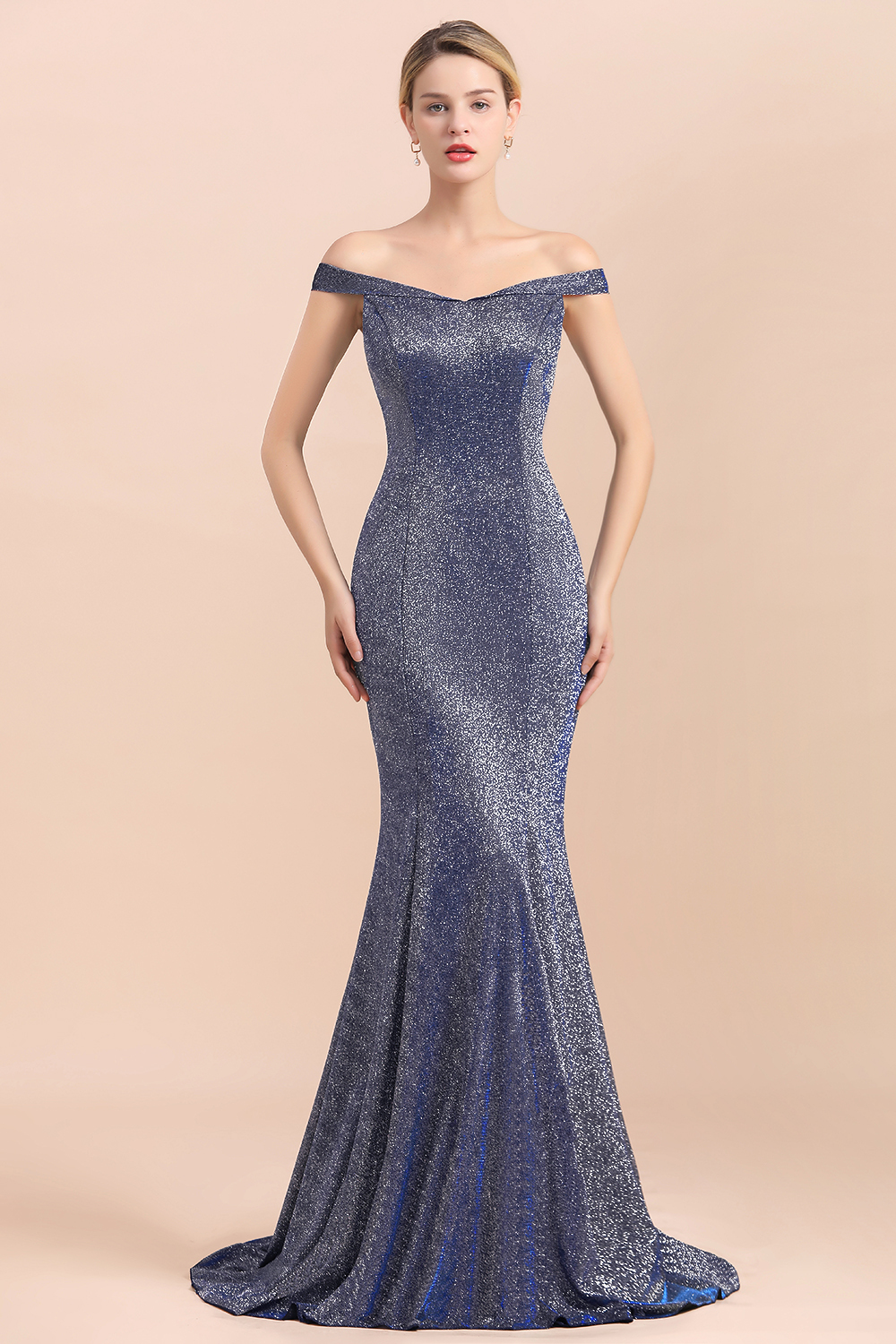 BMbridal Stunning Off-the-Shoulder Mermaid Prom Dress Long Zipper Back
