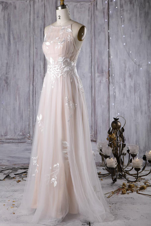 BMbridal Chic Ruffle Floor Length Tulle A-line Wedding Dress Online-BMbridal