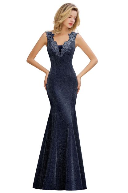 BMbridal Dusty Pink Shinning Long Prom Dress Mermaid With Appliques