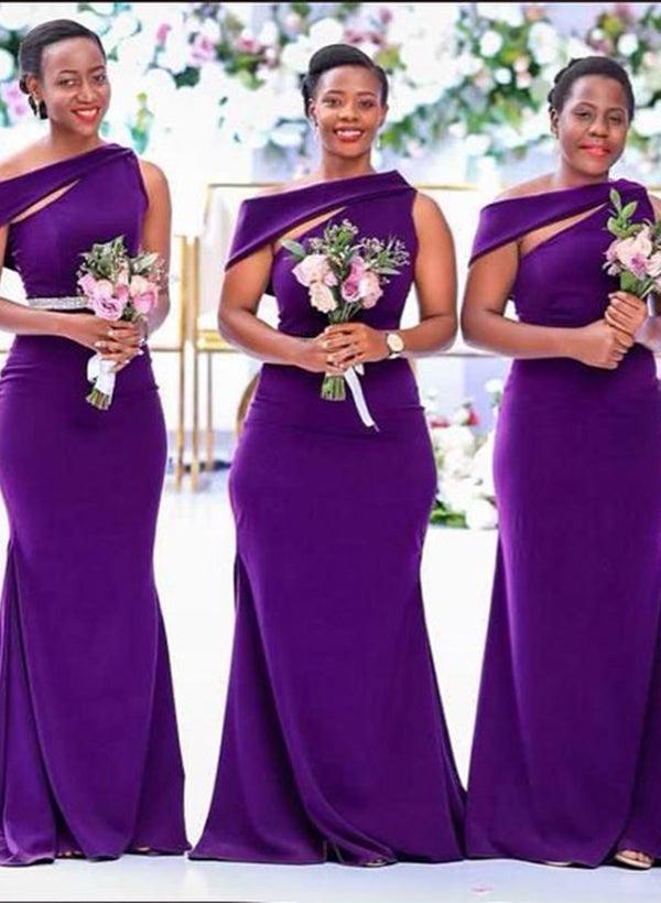 Asymmetrical Sleeveless Sweep Train Bridesmaid Dresses