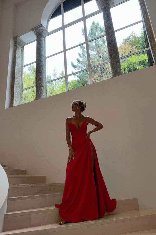Strapless Sleeveless Long Mermaid Prom Dress With Split Pleated