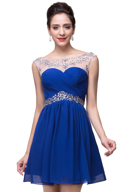 BMbridal A-line Jewel Chiffon Party Dress With Crystal