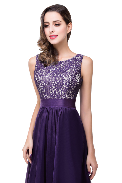 BMbridal Exquisite A-line Chiffon Royal Blue Bridesmaid Dress with Lace In Stock
