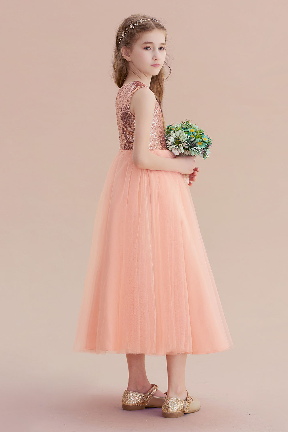 BMbridal A-Line Graceful Sequins Tulle Flower Girl Dress On Sale-BMbridal