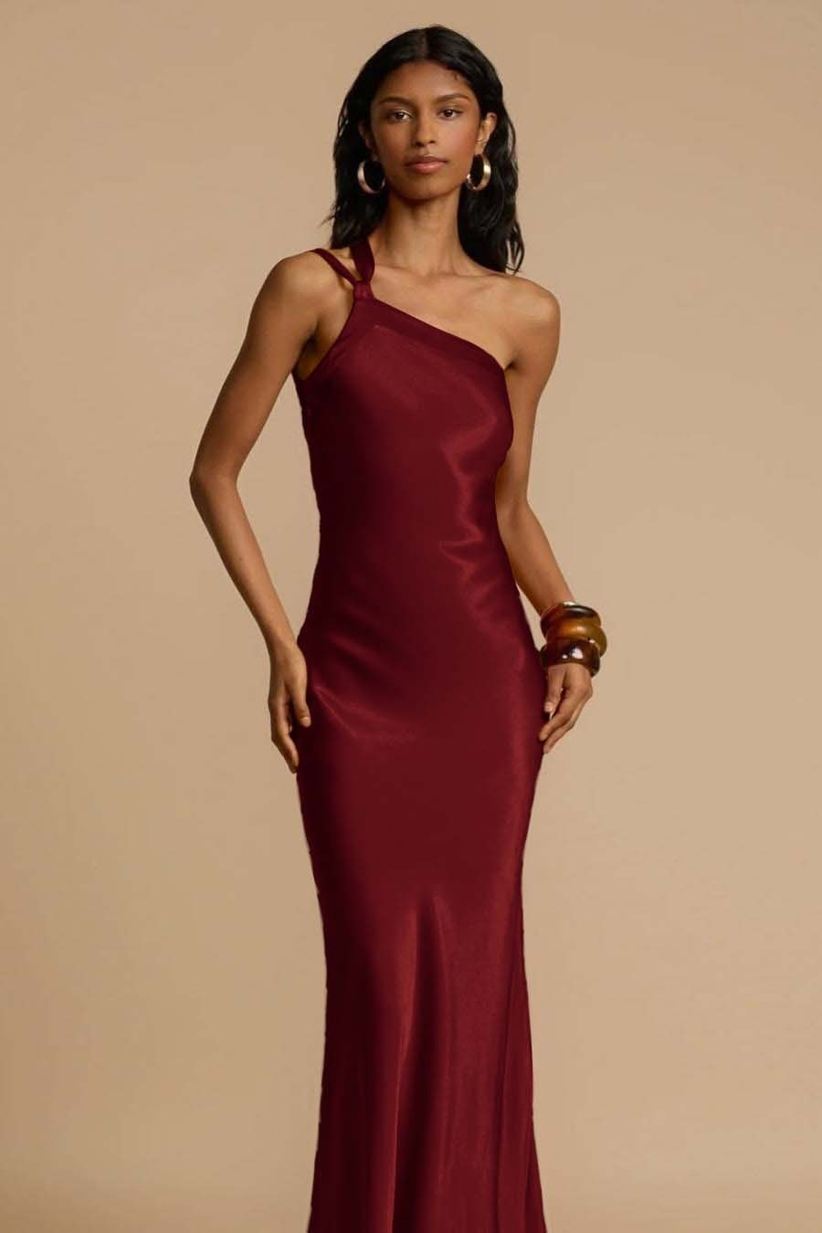 One Shoulder Sleeveless Backless Long Prom Dress With Ruffles
