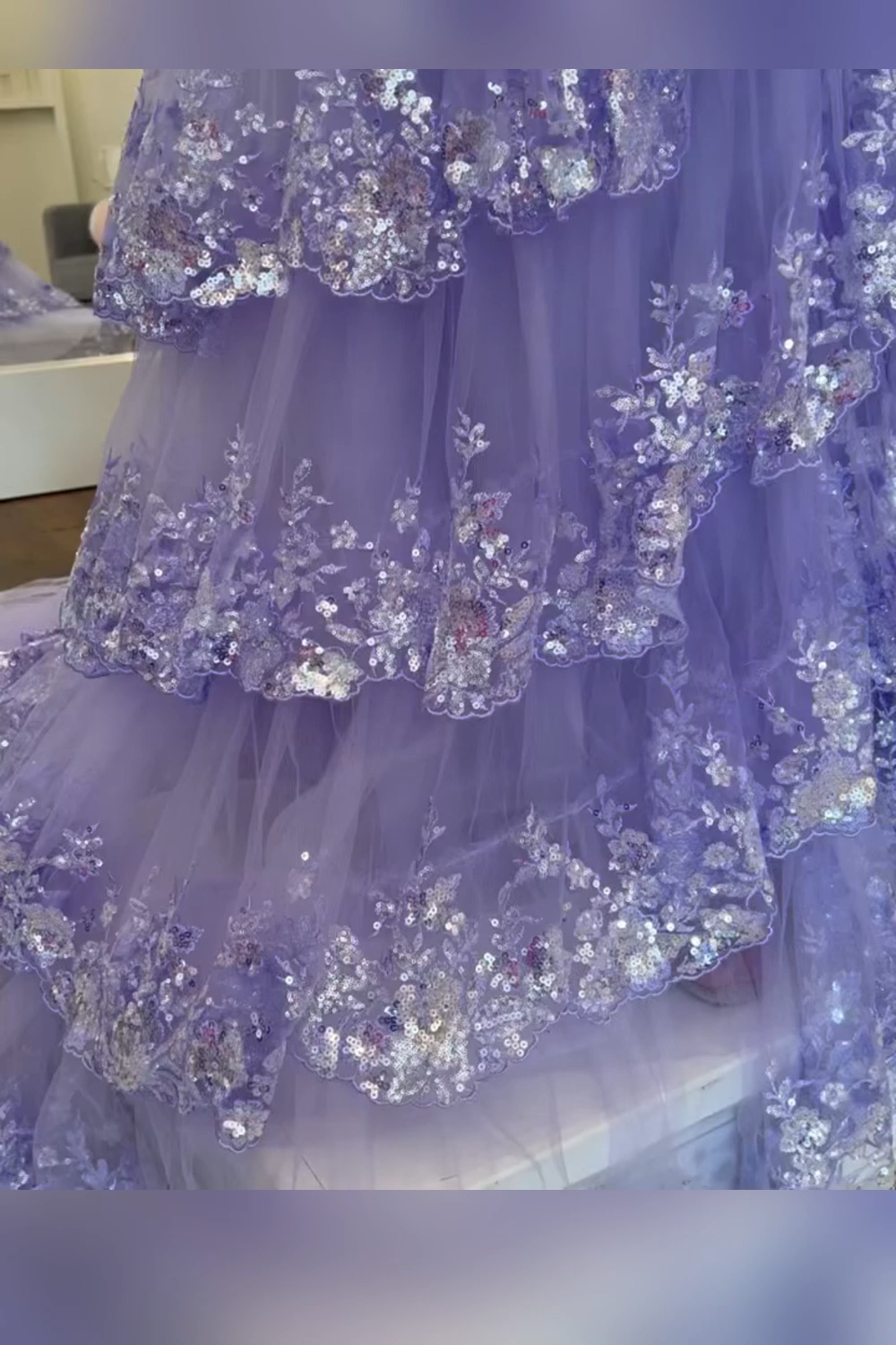 Sparkly A Line One Shoulder Navy Lace Corset Prom Dress with Ruffles