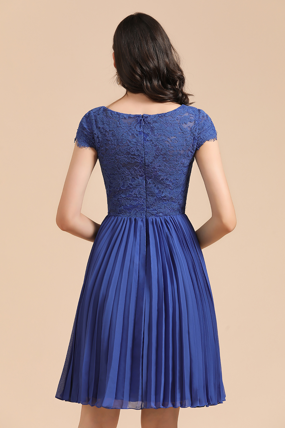 BMbridal Short Sleeve Royal Blue Lace Junior Bridesmaid Dress-BMbridal