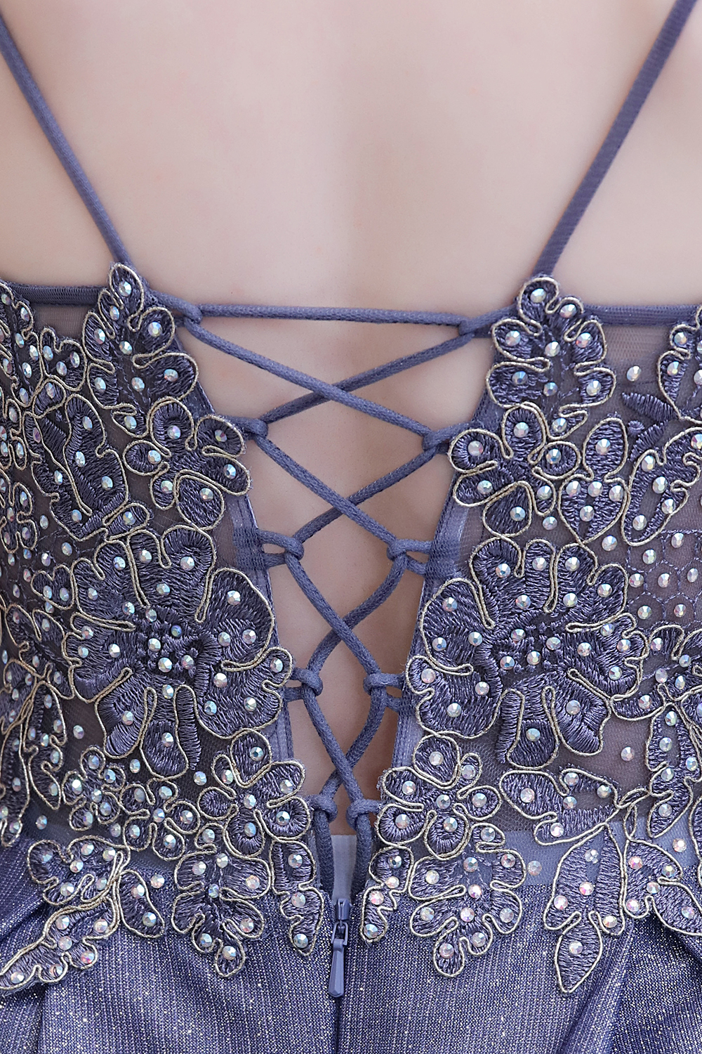 BMbridal Elegant Spaghetti Straps Ombre Prom Dress Long With Appliques Beads