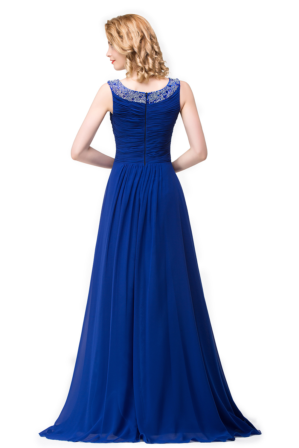 BMbridal Chiffon A-line Sexy Sparkly Crystal Long Prom Evening Dress