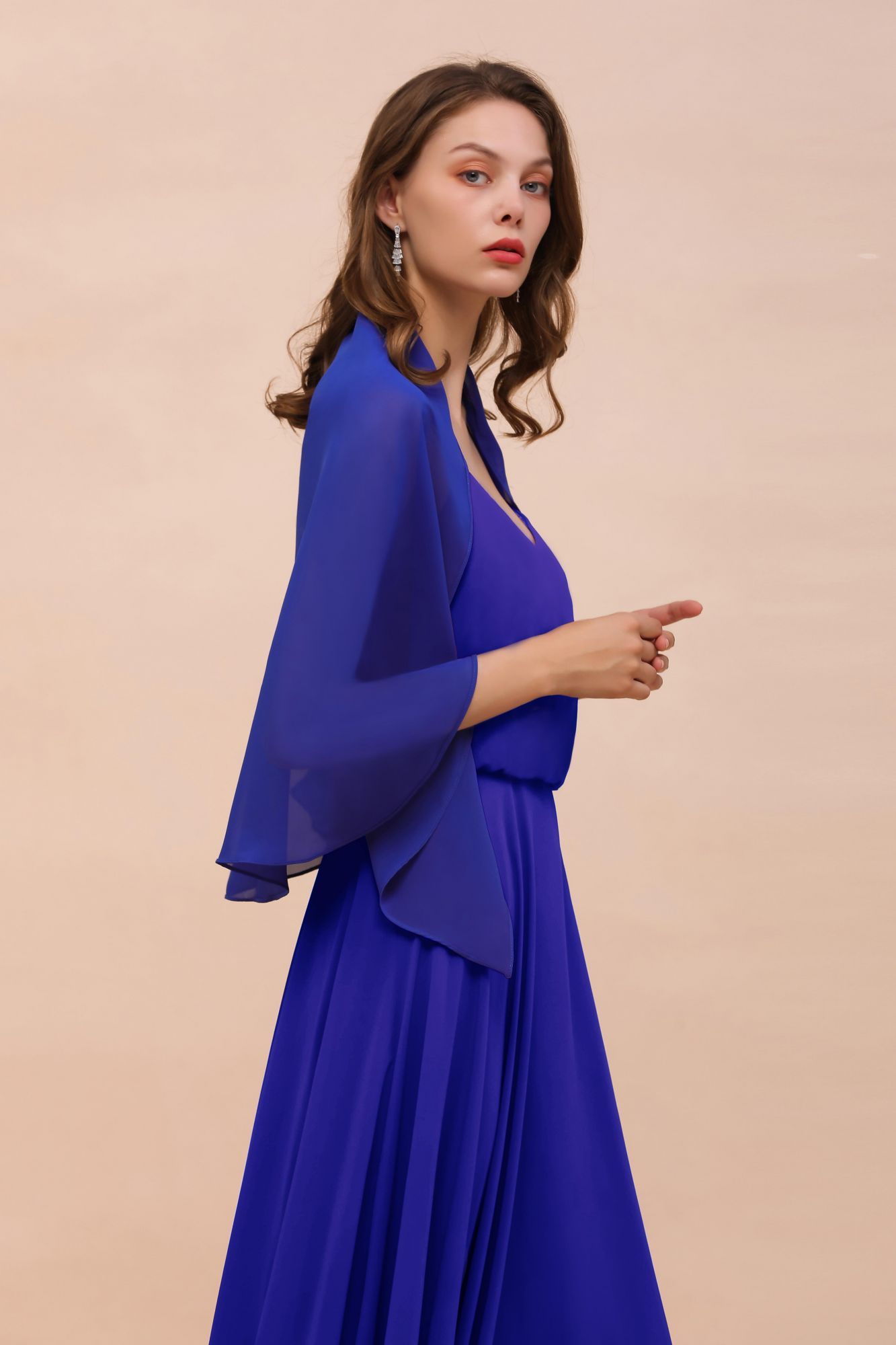 BMbridal Royal Blue Chiffon Special Occasions Wraps-BMbridal