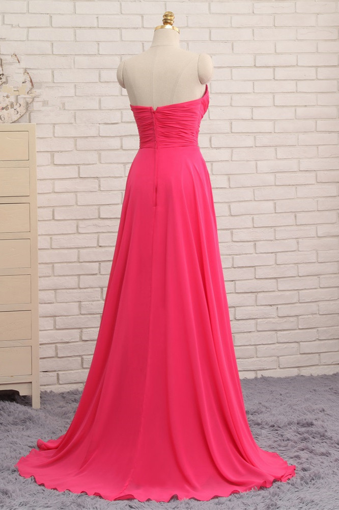 BMbridal Chic Strapless Sweetheart Watermelon Prom Dresses A-Line Ruffles Crystals Evening Dresses Online-BMbridal