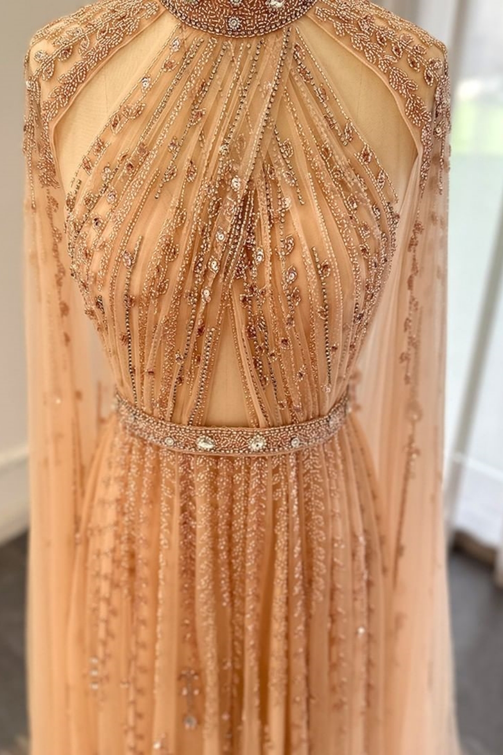 Bmbridal A-Line Halter Floor-Length Sleeveless Prom Dresses with Beadings