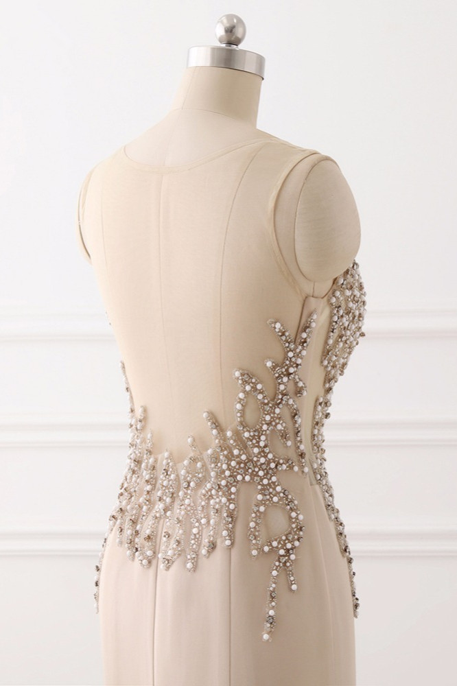 BMbridal Elegant Jewel Sleeveless Mermaid Prom Dresses with Pearls Online
