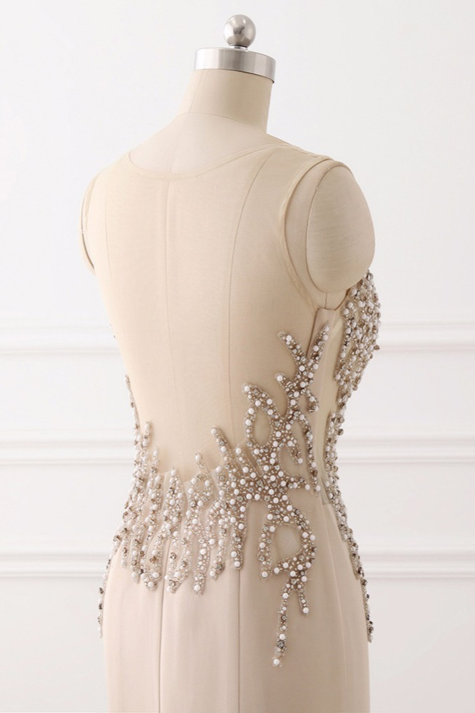 BMbridal Elegant Jewel Sleeveless Mermaid Prom Dresses with Pearls Online