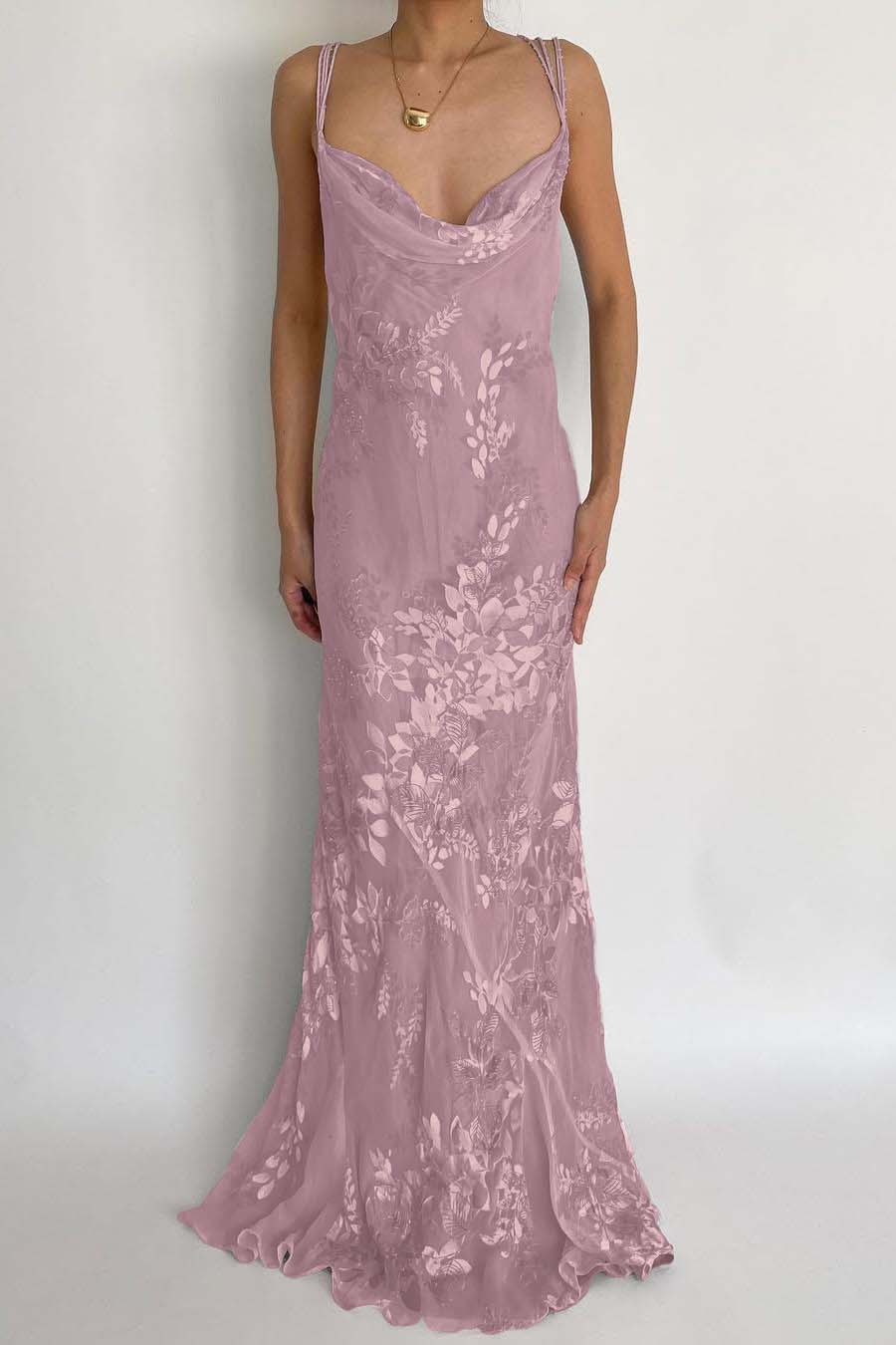 Spaghetti Strap Sleeveless Long Mermaid Prom Dress With Appliques