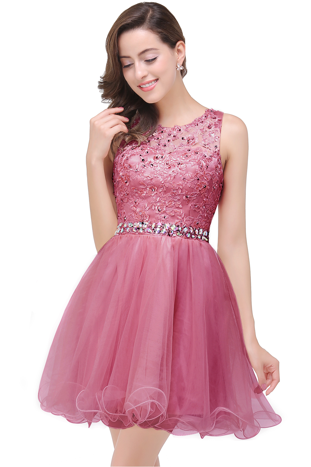 BMbridal A-line Knee-length Tulle Prom Dress with Appliques