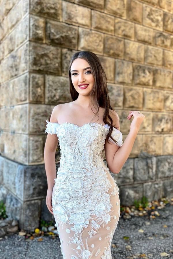 Glamorous Mermaid Sweetheart Off-The-Shoulder Lace Wedding Dresses with Appliques