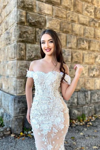Glamorous Mermaid Sweetheart Off-The-Shoulder Lace Wedding Dresses with Appliques