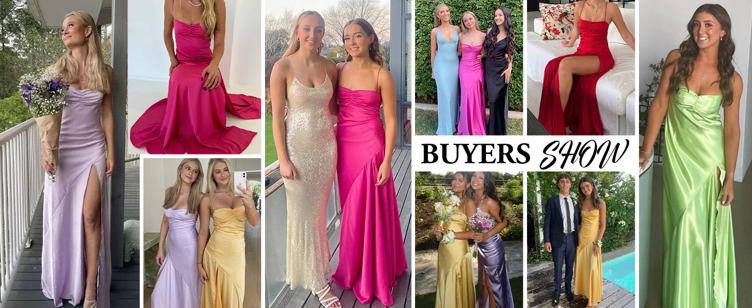 Yellow A Line Spaghetti Straps Silk Long Prom Dress with Slit