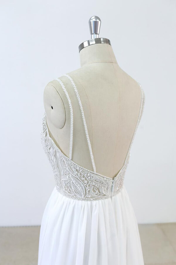 BMbridal Elegant Beading Chiffon A-line Wedding Dress On Sale-BMbridal
