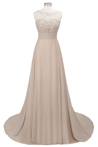 BMbridal Chic Jewel Chiffon Tulle Party Dress with Sequins
