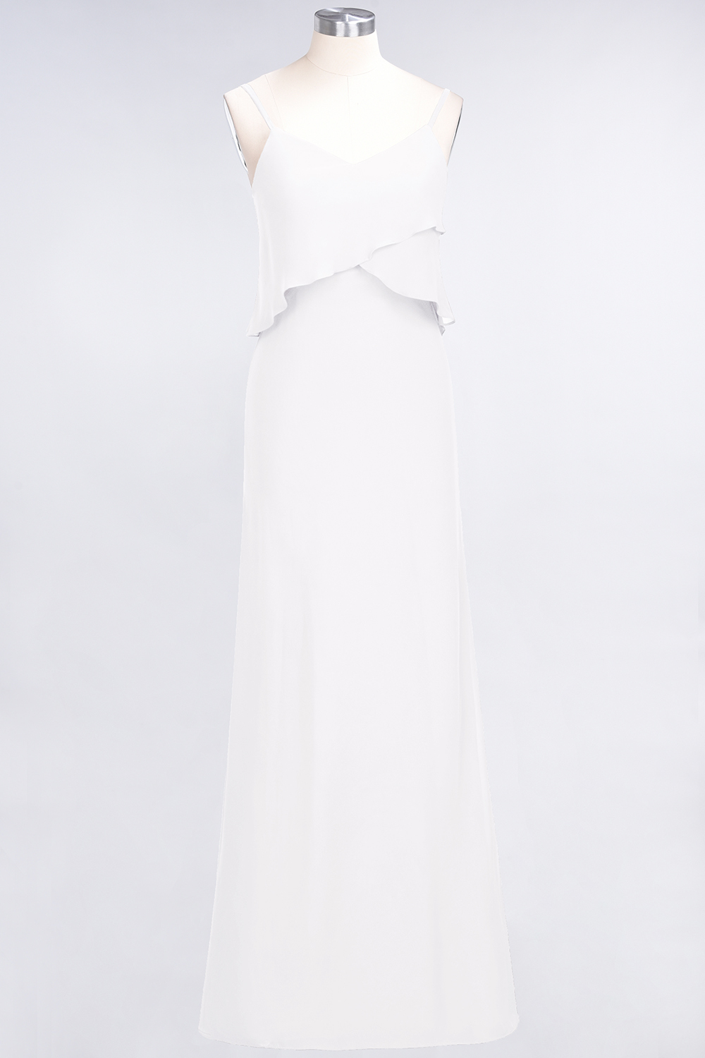BMbridal Affordable Spaghetti-Straps V-Neck Burgundy Chiffon Bridesmaid Dresses-BMbridal