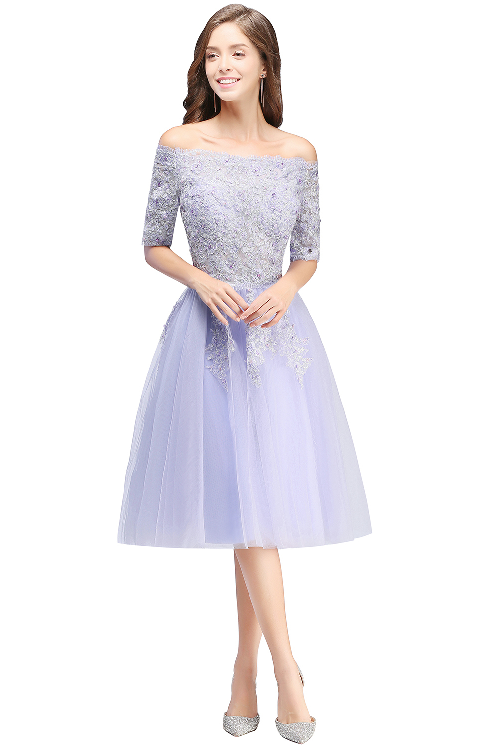 BMbridal A-line Short Sleeves Tulle Lace Flower Girl Dress