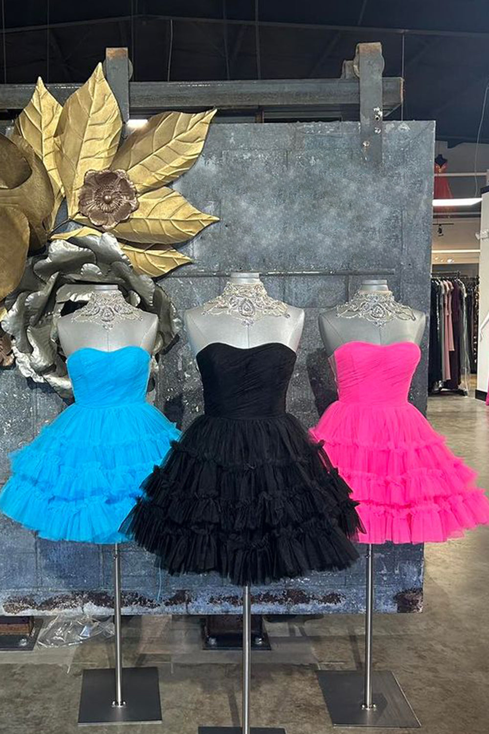 Black A-Line Sweetheart Tulle Tiered Corset Short Homecoming Dress-BMbridal