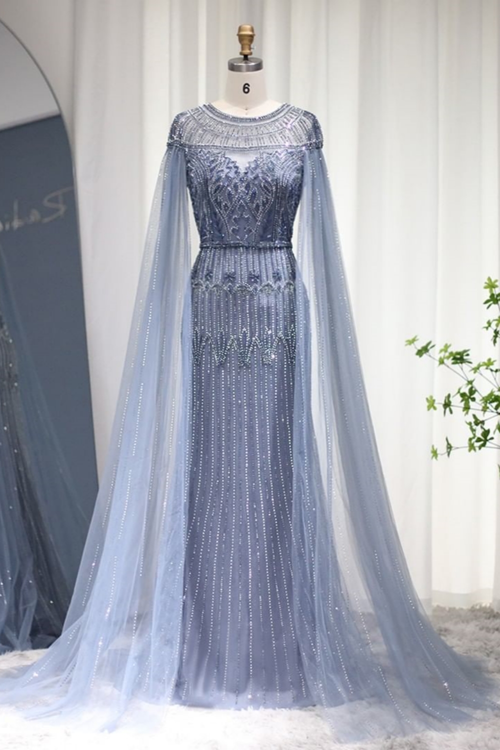 Bmbridal Dusk A-Line Floor-Length Scoop Tulle Prom Dresses with Lace