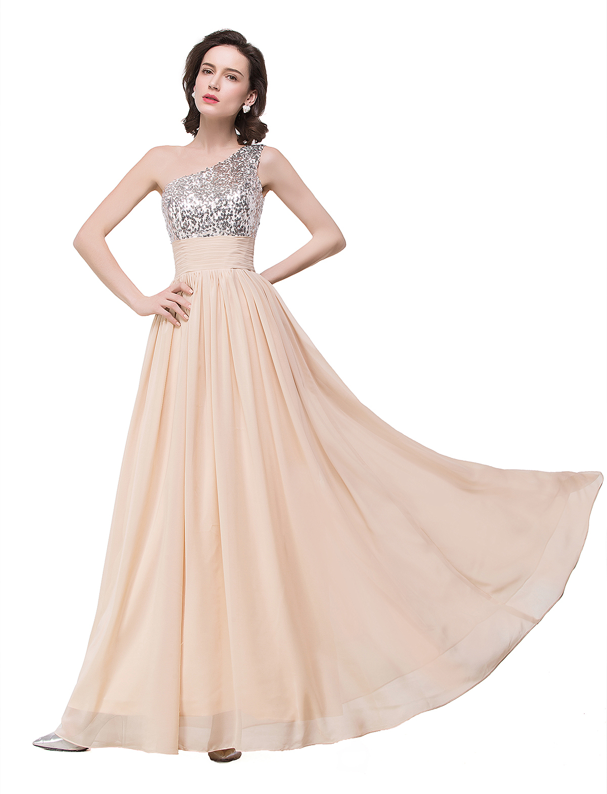 BMbridal A-line Floor-length Chiffon Evening Dress with Sequined