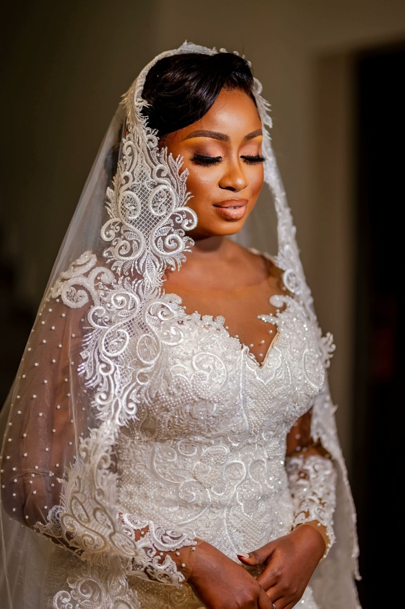 Bmbridal Long Sleeves Mermaid Wedding Dress With Lace On Sale-BMbridal