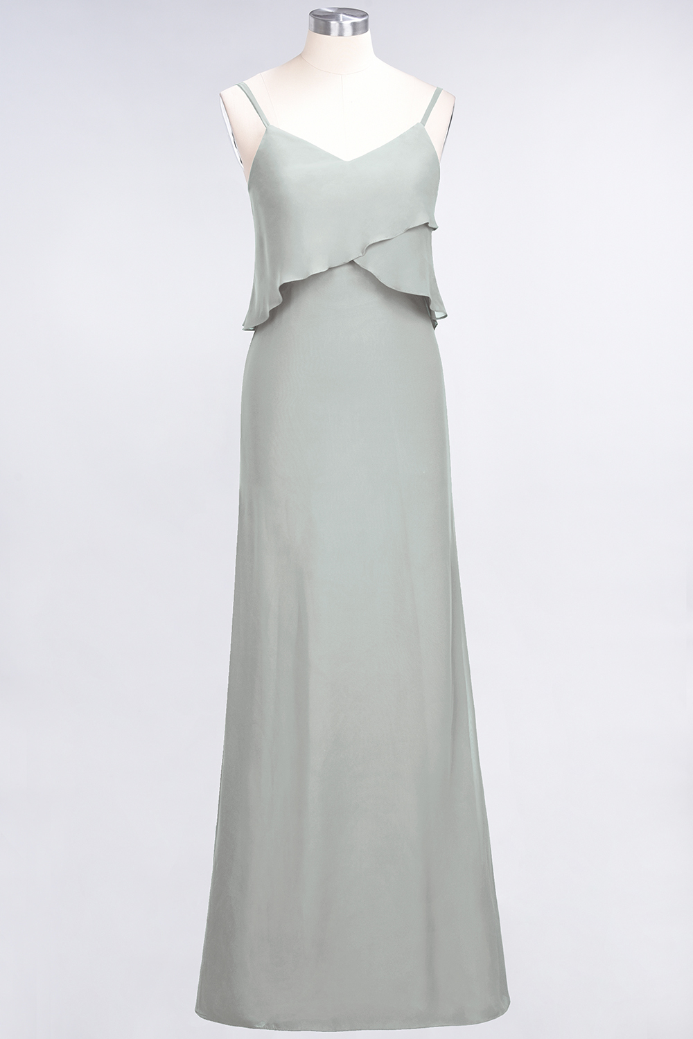 BMbridal Affordable Spaghetti-Straps V-Neck Burgundy Chiffon Bridesmaid Dresses-BMbridal