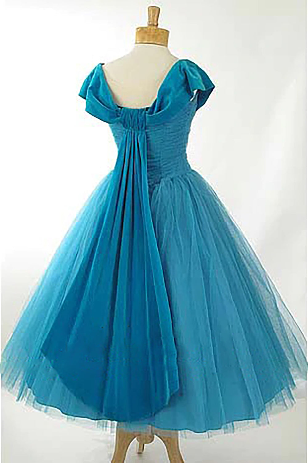 Peacock Blue Square Neck A Line Homecoming Dress-BMbridal