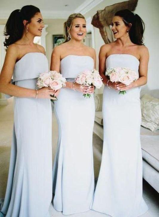 Backless Strapless Sheath/Column Bridesmaid Dresses With Bow