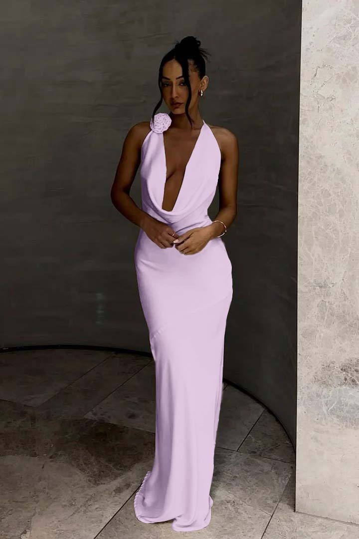White Halter Sleeveless Mermaid Long Prom Dress With Pleated