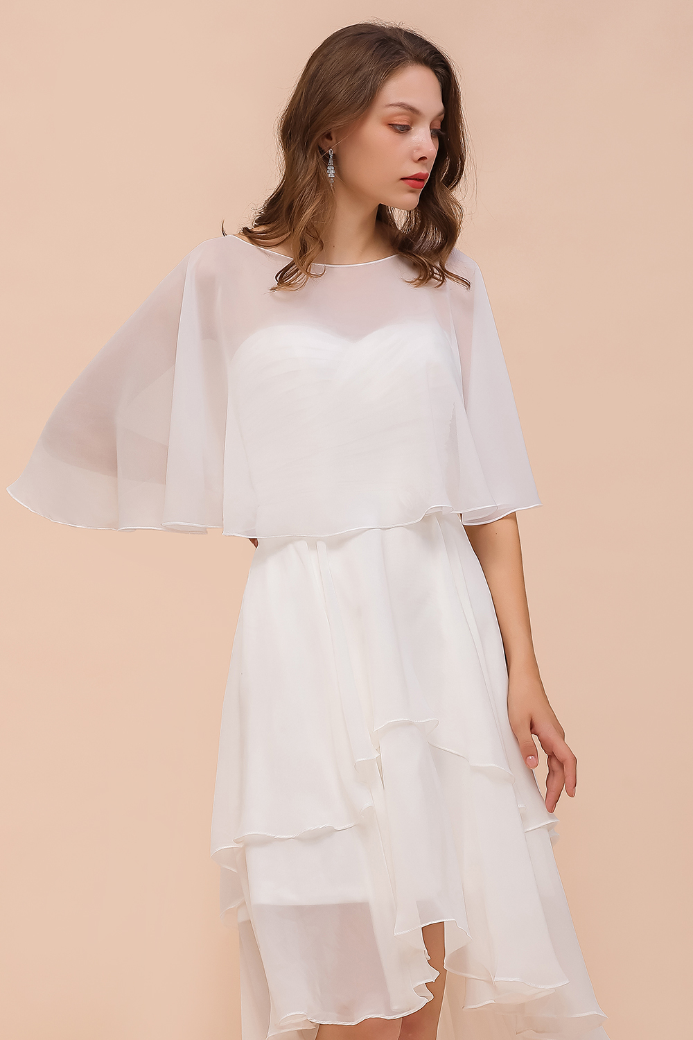 BMbridal White Chiffon Jewel Special Occasions Wraps-BMbridal