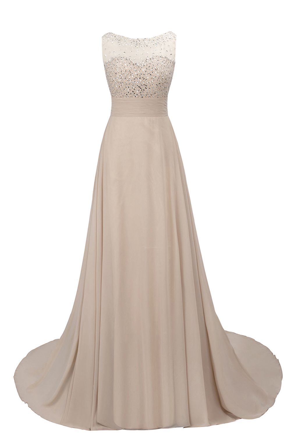 BMbridal Chic Jewel Chiffon Tulle Party Dress with Sequins