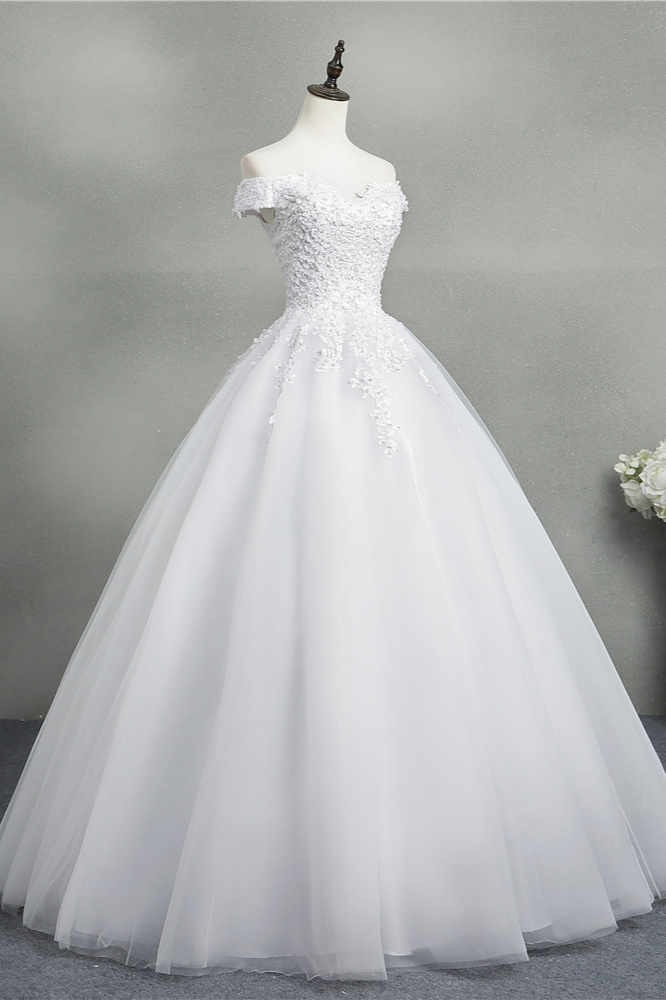 BMbridal Stunning Off-the-Shoulder Sweetheart Wedding Dresses Short Sleeves Lace Appliques Bridal Gowns On Sale-BMbridal